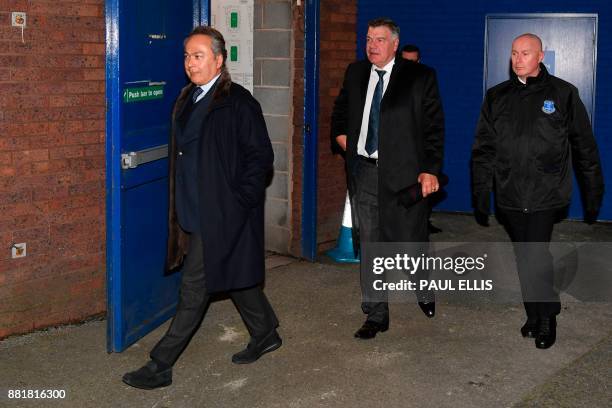 English football manager Sam Allardyce arrives with Everton's Iranian owner Farhad Moshiri at Goodison Park in Liverpool, north west England on...