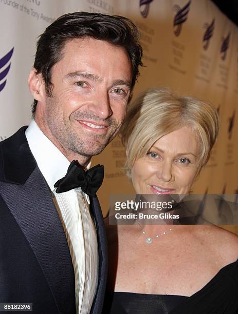 Hugh Jackman and wife Deborra-Lee Furness attend the American Theatre Wing's 2009 Spring Gala at Cipriani 42nd Street on June 1, 2009 in New York...