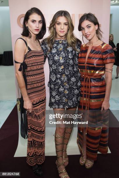 Langley Fox, Sistine Stallone and Rainey Qualley the Chanel Ephemeral Boutique opening at Nordstrom on November 28, 2017 in Seattle, Washington.