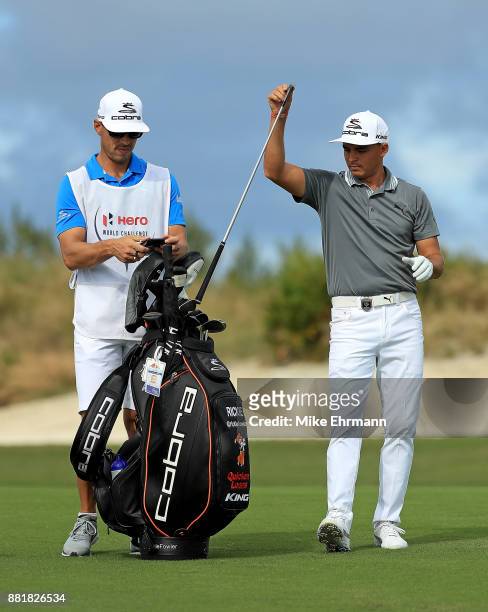 Rickie Fowler of the United States plays during the pro-am prior to the Hero World Challenge at Albany, Bahamas on November 29, 2017 in Nassau,...