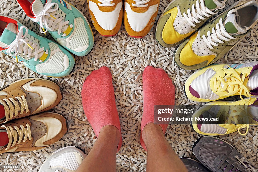 Various colored sneakers