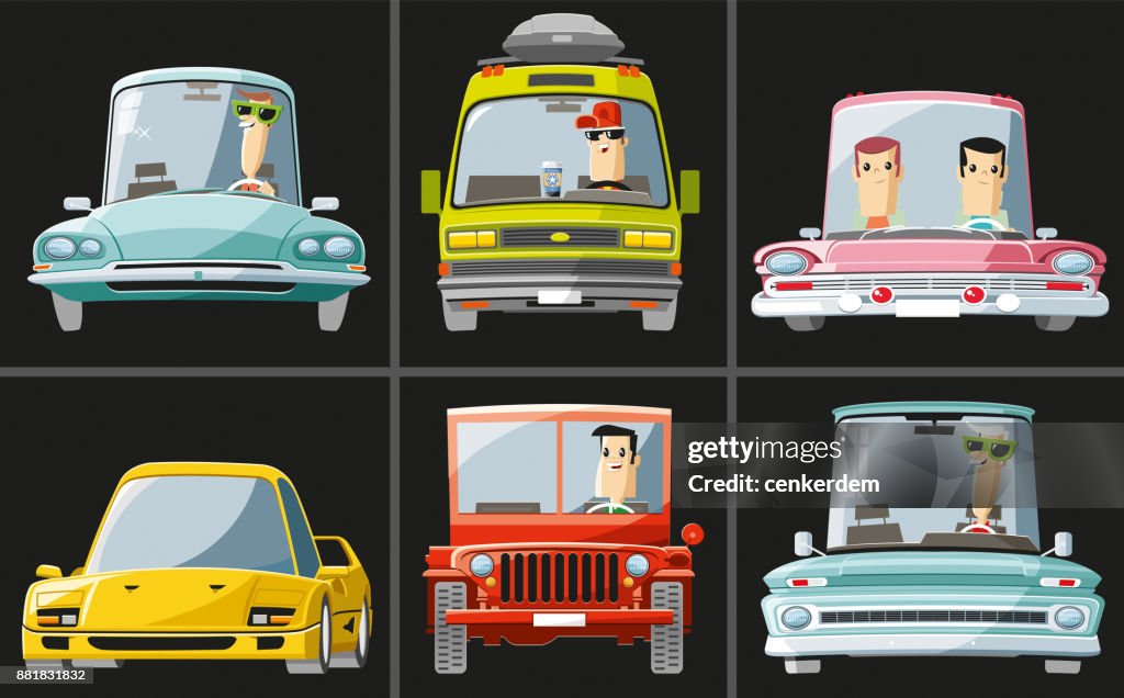 Front view vintage set (vector)