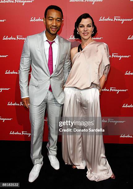 Musician John Legend and actress Debi Mazar attend the Ferragamo event with Debi Mazar and Adrian Grenier to benefit the L'Aquila earthquake victims...