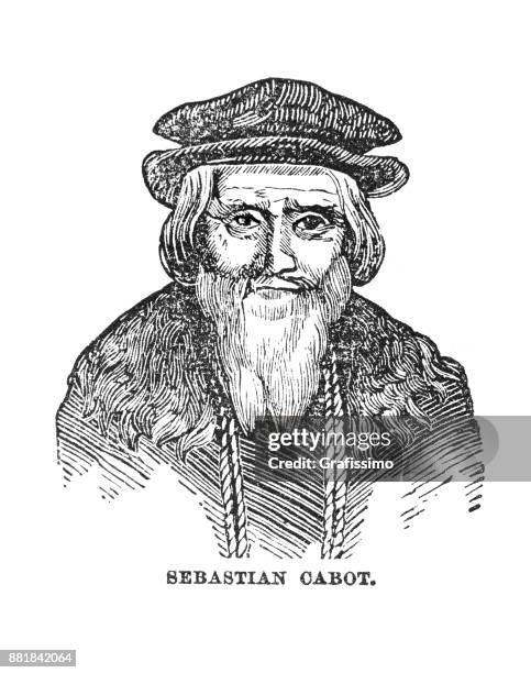 italian explorer sebastian cabot portrait 1873 - northwest passage stock illustrations