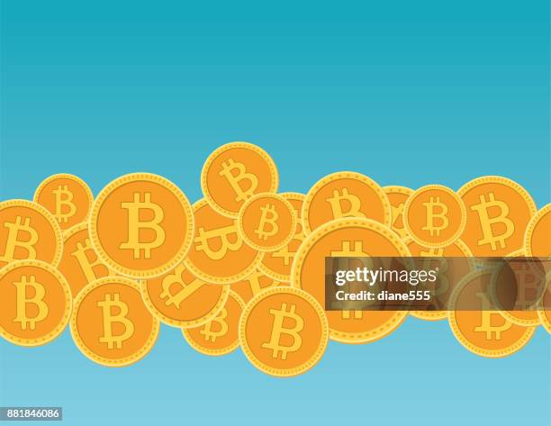 bitcoin cryptocurrency seamless pattern - flat design - blockchain technology stock illustrations