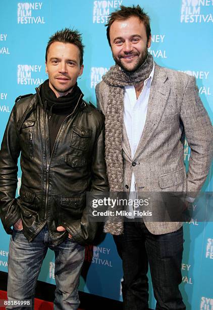 Damian Walshe-Howling and Gyton Grantley arrive for the official Sydney Film Festival gala opening of 'Looking for Eric' at the State Theatre on June...