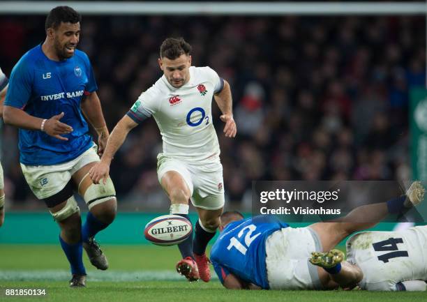 Danny Care of England chases a loose ball during the Old Mutual Wealth Series autumn international match between England and Samoa at Twickenham...