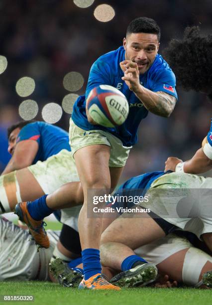 Dwayne Polataivao of Samoa during the Old Mutual Wealth Series autumn international match between England and Samoa at Twickenham Stadium on November...