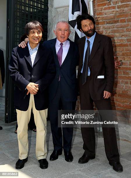 Tadao Ando, Francois Pinault, Massimo Cacciari attend the opening of The New Contemporary Art Centre at Punta della Dogana on June 3, 2009 in Venice,...