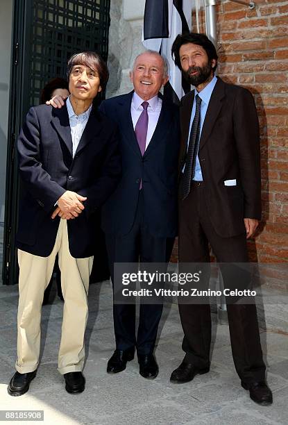 Tadao Ando, Francois Pinault, Massimo Cacciari attend the opening of The New Contemporary Art Centre at Punta della Dogana on June 3, 2009 in Venice,...