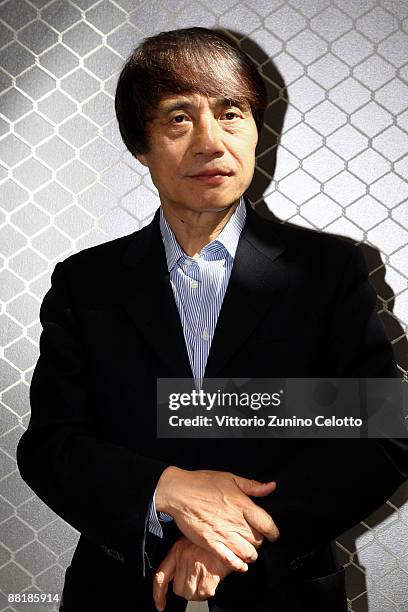 Architect Tadao Ando poses during the press preview at the opening of the new contemporary art centre - Francois Pinault Foundation, at Punta della...
