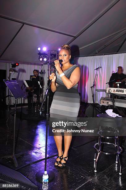 Chrisette Michele performs at the 2009 Harlem Renaissance Ball at The ADC Renaissance Tent on June 2, 2009 in New York City.