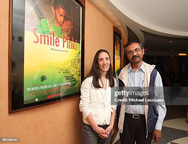 Filmmaker Megan Mylan and Dr. Asif Masood attend the HBO Documentary Screening Of "Smile Pinki" at HBO Theater on June 2, 2009 in New York City.