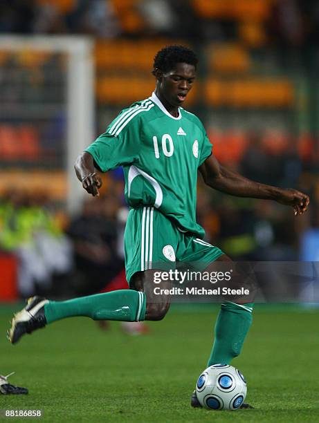 Dele Adeleye of Nigeria during the International Friendly match between France and Nigeria at the Stade Geoffroy-Guichard on June 2, 2009 in St...