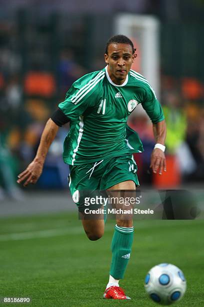 Peter Odemwingie of Nigeria during the International Friendly match between France and Nigeria at the Stade Geoffroy-Guichard on June 2, 2009 in St...