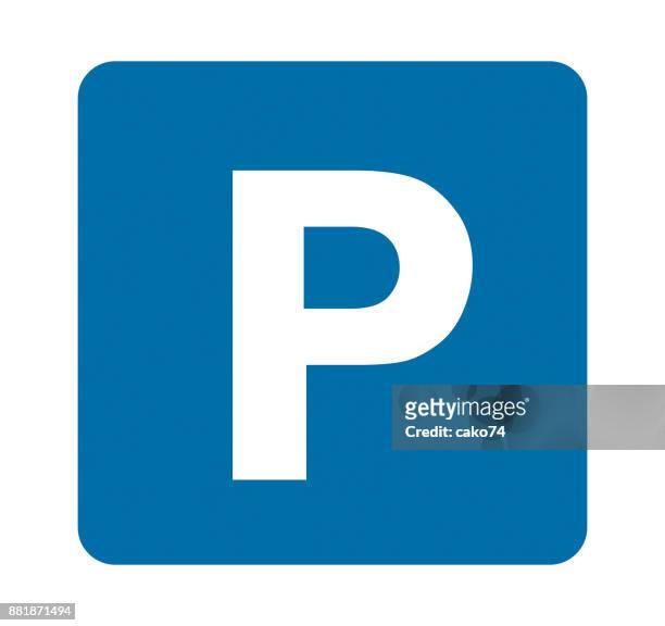 illustrazioni stock, clip art, cartoni animati e icone di tendenza di illustrazione vettoriale del segnale del parco - parking