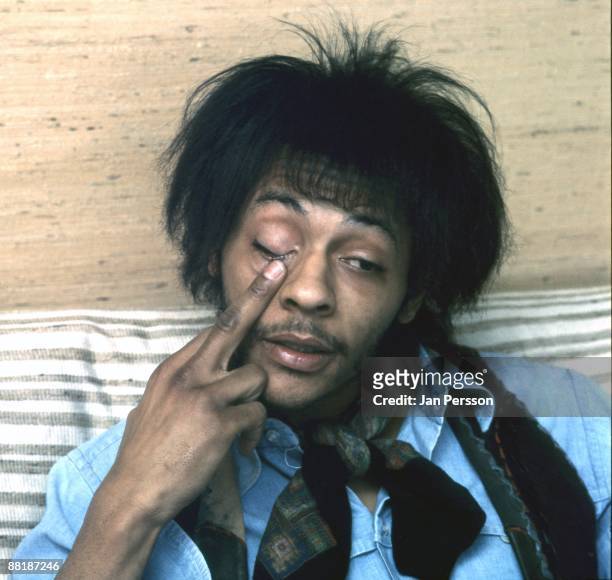 Arthur Lee from the band Love posed in his hotel room in London, 1970