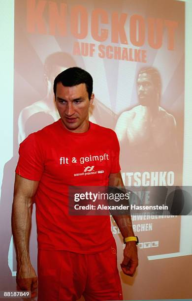 Wladimir Klitschko of Ukraine looks glum during a press conference as he discover the fight with heavyweight rival David Haye of Great Britain is off...