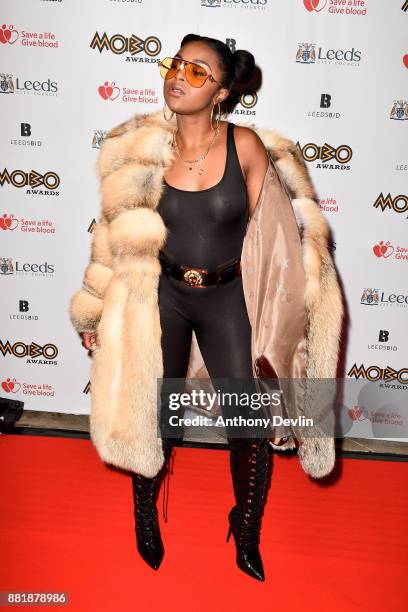 Nadia Rose attends the MOBO Awards at First Direct Arena Leeds on November 29, 2017 in Leeds, England.