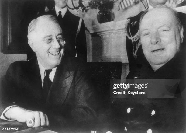 President Franklin D. Roosevelt with British Prime Minister Winston Churchill at the White House, Washington DC, December 1941.