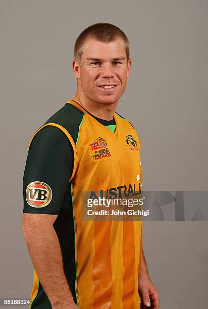 David Warner of Australia poses for a portrait prior to the ICC World Twenty20 at Marriot Regent's Park on June 3, 2009 in London, England.