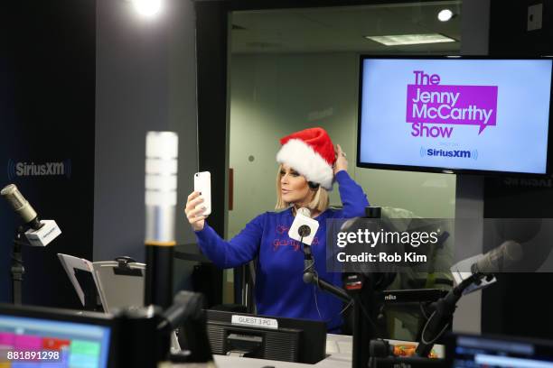 Jenny McCarthy appears on set of her radio show, 'The Jenny McCarthy Show' at SiriusXM Studios on November 29, 2017 in New York City.