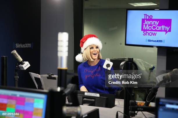 Jenny McCarthy appears on set of her radio show, 'The Jenny McCarthy Show' at SiriusXM Studios on November 29, 2017 in New York City.