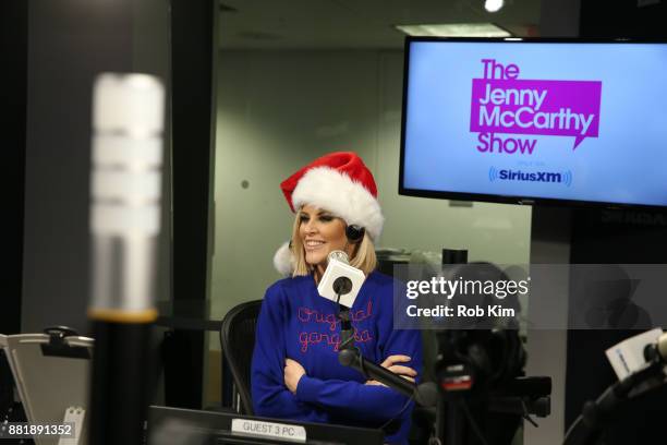 Jenny McCarthy appears on set of her radio show, 'The Jenny McCarthy Show' at SiriusXM Studios on November 29, 2017 in New York City.