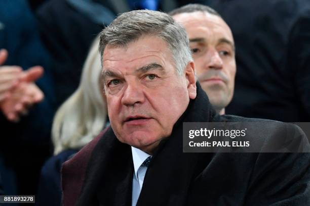 English football manager Sam Allardyce arrives in the stands to watch the English Premier League football match between Everton and West Ham United...