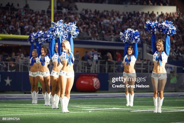 Dallas Cowboys cheerleaders performing on field during game vs Los Angeles Chargers at AT&T Stadium. Arlington, TX CREDIT: Greg Nelson