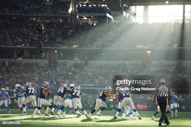 Dallas Cowboys QB Dak Prescott in action vs Los Angeles Chargers at AT&T Stadium. Arlington, TX CREDIT: Greg Nelson