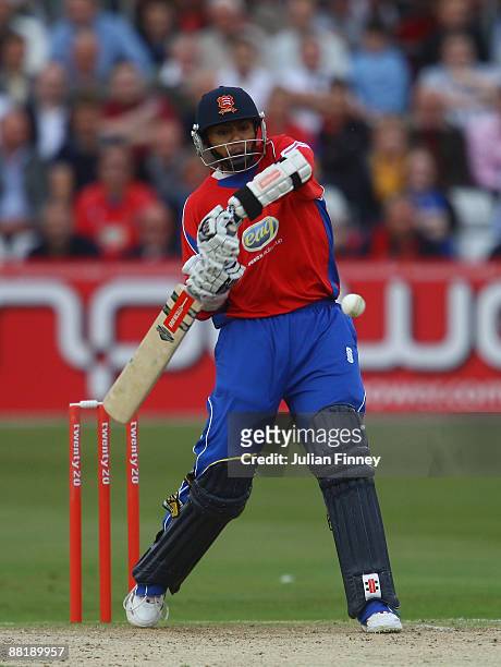 Danish Kaneria of Essex hits out during The Twenty20 Cup match between Essex Eagles and Sussex Sharks at The Ford County Ground on May 3, 2009 in...