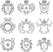 Template of heraldic emblems. Different empty frames for icon or badges design