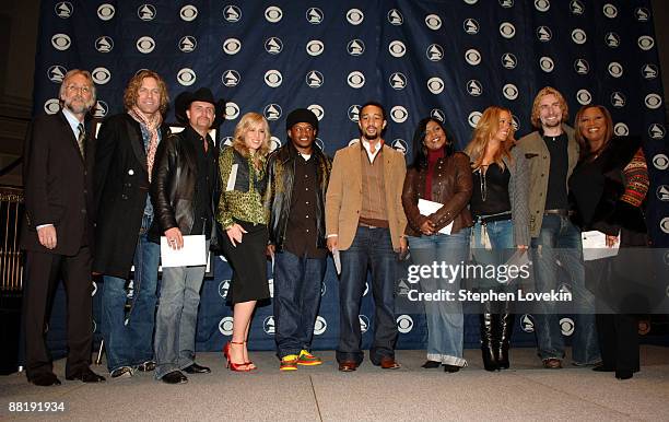 Neil Portnow, President of the Recording Academy, with Big Kenny Alphin and John Rich of Big & Rich, Natasha Bedingfield, Sway, John Legend, CeCe...