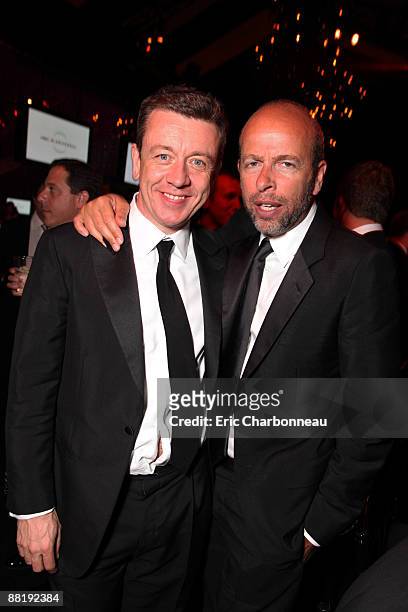 Frost/Nixon Writer Peter Morgan and Frost/Nixon Producer Eric Fellner at The NBC/Universal Pictures/Focus Features Golden Globes Party on January 11,...