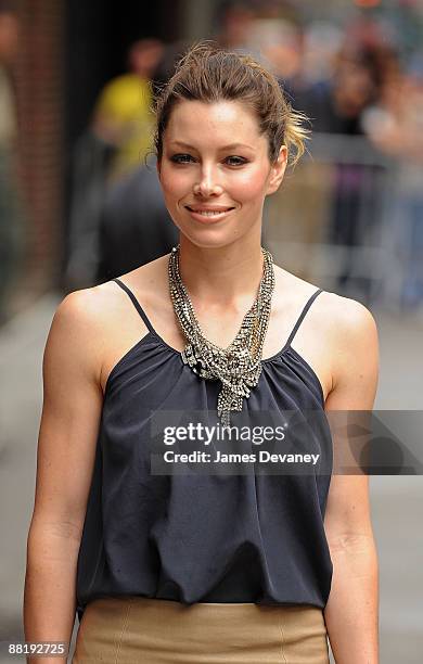 Jessica Biel visits "Late Show with David Letterman" at the Ed Sullivan Theater on June 3, 2009 in New York City.