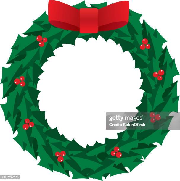 christmas wreath - laurel stock illustrations