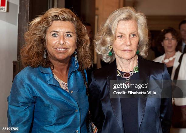 Marina Cicogna and Matilde Bernabei attend Marina Cicogna Opening Exhibition at Villa Medici on June 3, 2009 in Rome, Italy.