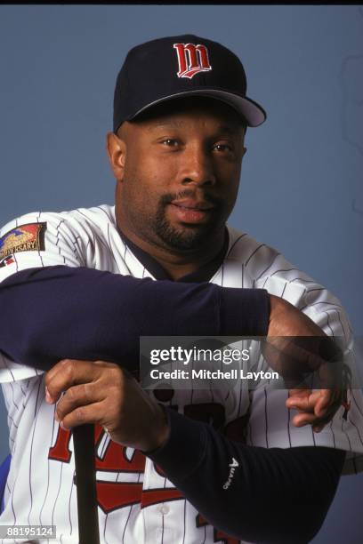 Kirby Puckett of the Minnesota Twins poses for photo on media day at on March 1, 1995 at Hammond Stadium in Fort Myer, Florida.