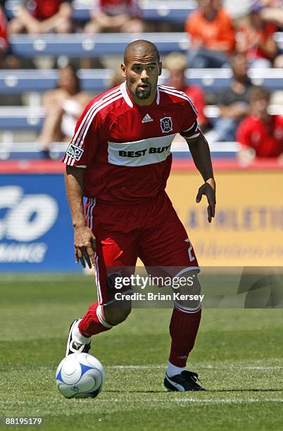 Brown of the Chicago Fire moves the ball during the first half against FC Dallas at Toyota Park on May 31, 2009 in Bridgeview, Illinois. FC Dallas...