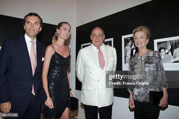 Ugo Brachetti Peretti, Isabella Borromeo, Rinaldo Herrera and Lee Radziwill attend Marina Cicogna Opening Exhibition at Villa Medici on June 3, 2009...