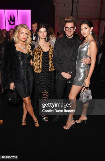 Lottie Moss, wearing Bulgari, Pixie Geldof, Henry Holland and Doina Ciobanu, wearing Bulgari, attend CLUB LOVE for the Elton John AIDS Foundation in...