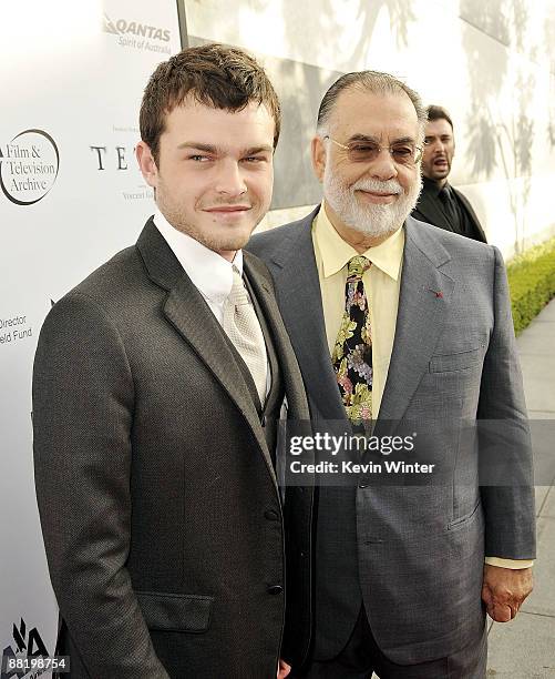 Actor Alden Ehrenreich and writer/producer/director Francis Ford Coppola pose at the premiere of "Tetro" to benefit the UCLA Film and Television...