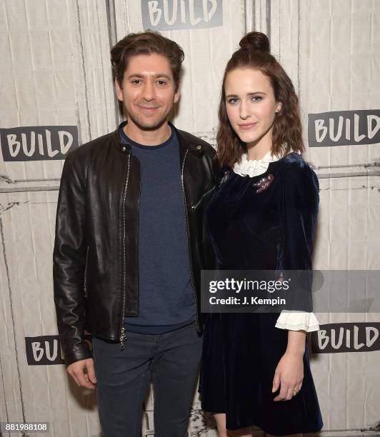 Actor Michael Zegen and actress Rachel Brosnahan visit Build Series at Build Studio on November 29, 2017 in New York City.