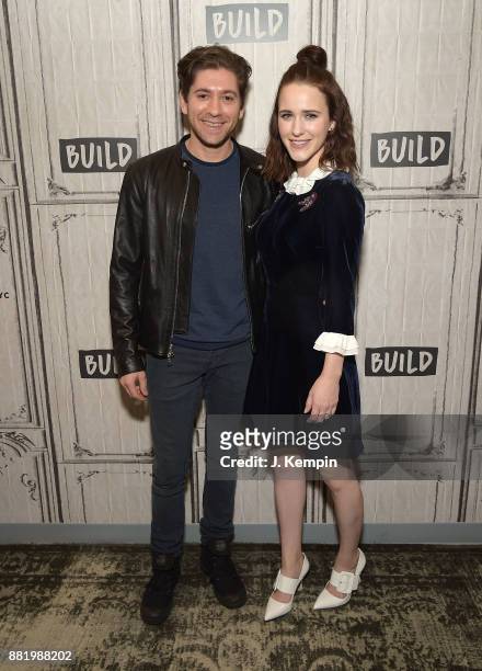 Actor Michael Zegen and actress Rachel Brosnahan visit Build Series at Build Studio on November 29, 2017 in New York City.