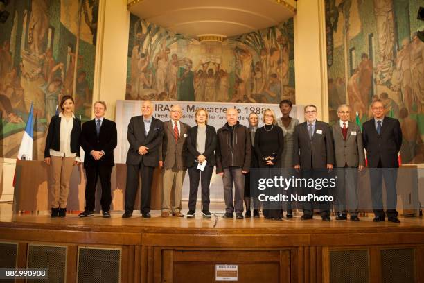 Florence Berthout, Bernard Kouchner, Rama Yade, Sid Ahmed Ghozali, Ingrid Betancourt pose during the initiative of the Committee for the Support of...