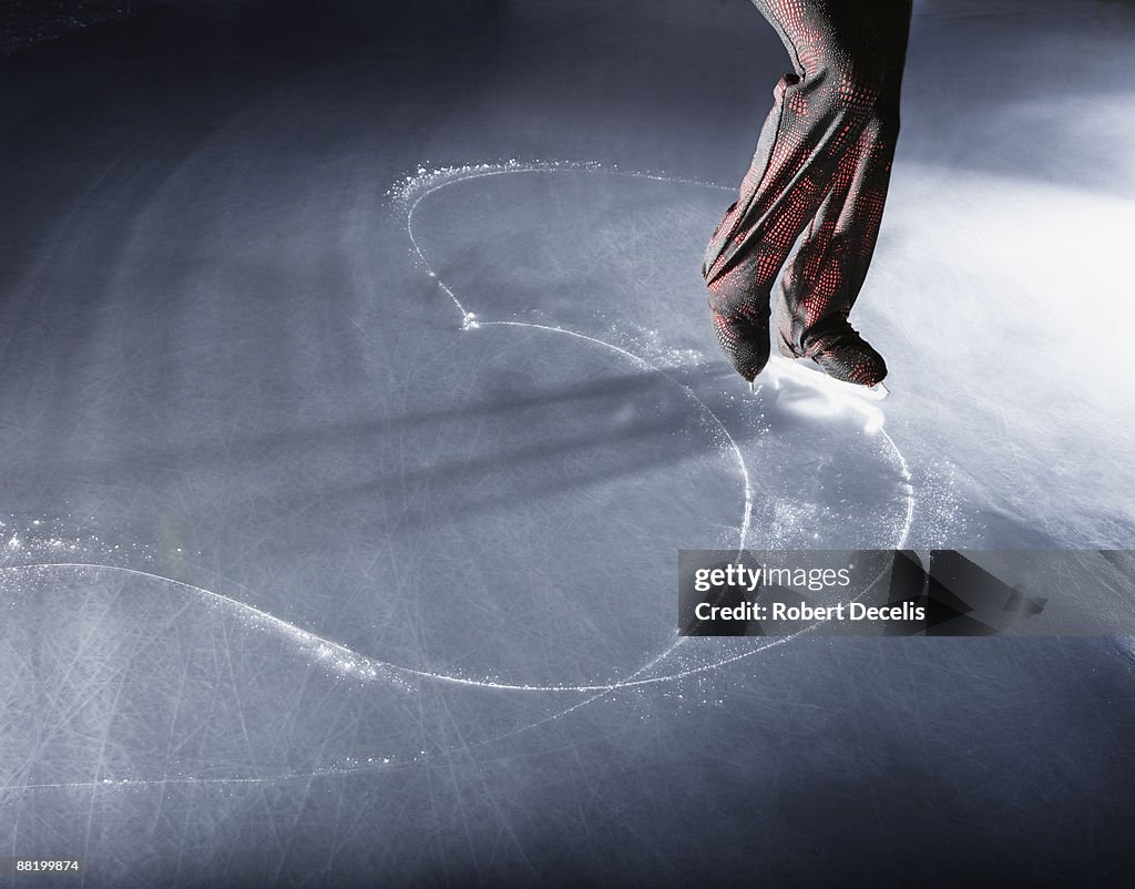 Figure skating lines in the ice.