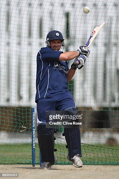 Gordon Drummond of Scotland in action during a nets session at the Walker Ground on June 4, 2009 in London, England.