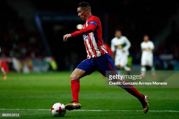 Fernando Torres of Atletico de Madrid controls the ball during the Copa del Rey second leg match between Club Atletico de Madrid and Elche CF at...