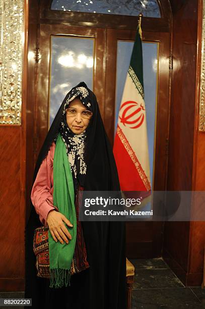 Zahra Rahnavard, the wife of Iranian presidential candidate Mir Hussein Moussavi is pictured at the Saba cultural house on May 29, 2009 in Tehran....